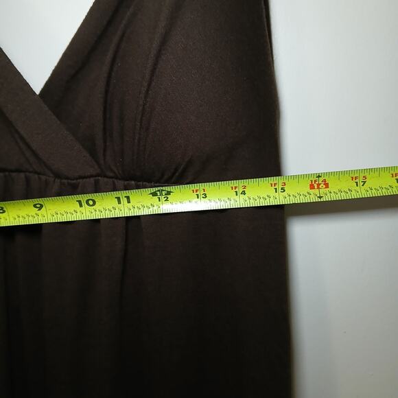 Vtg Allison Brittney Brown Maxi Dress Halter Ring Sleeveless Empire Waist Size M - Picture 8 of 8